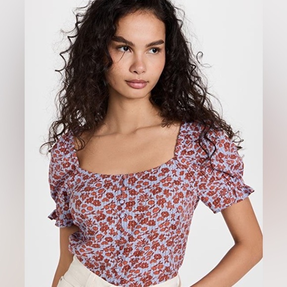 Madewell Tops - Madewell Floral Blouse in Red and Blue